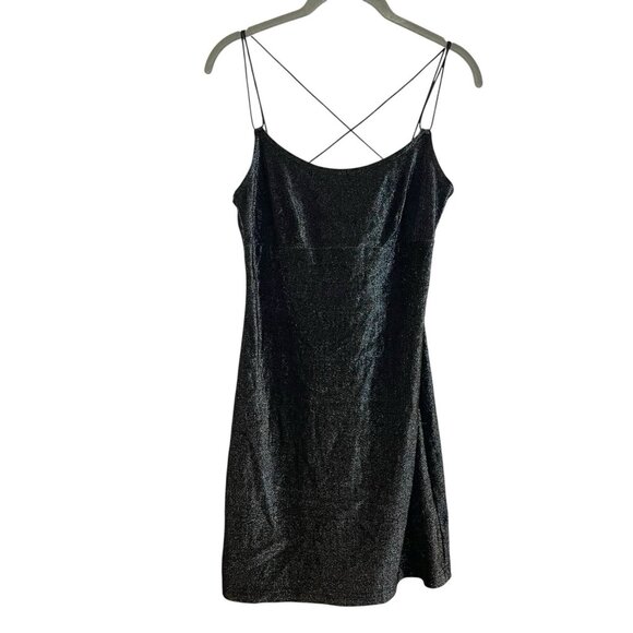 City Triangles Vintage Dress Y2K 90s Mini Sparkle Strappy Metallic Stretch Sz M - Picture 1 of 7